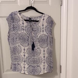 Guess by Marciano Navy and White Blouse